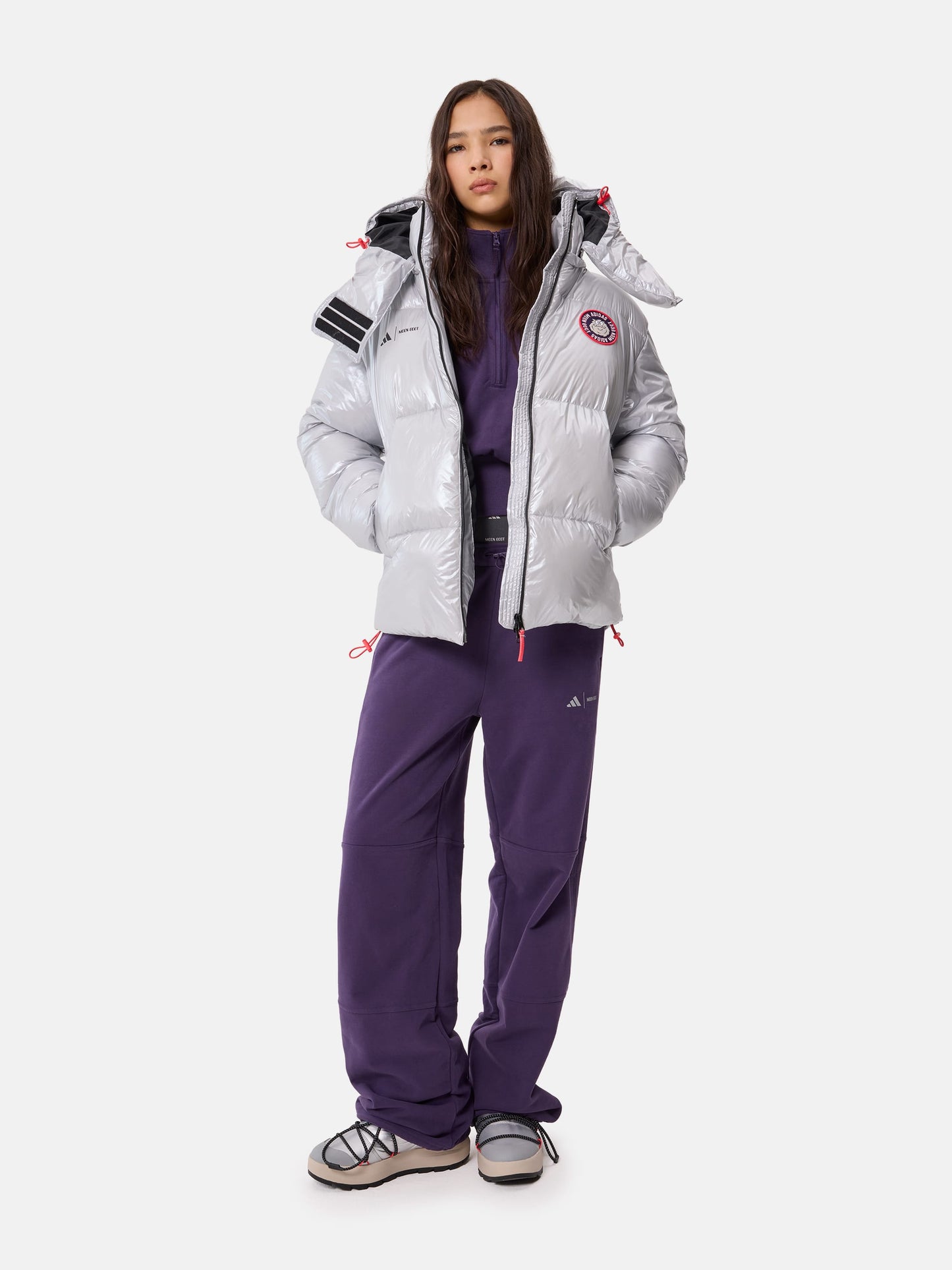 MOON BOOT ADIDAS X MOON BOOT SILVER PUFFER JACKET