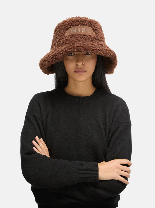 MOON BOOT BROWN FURRY BUCKET HAT
