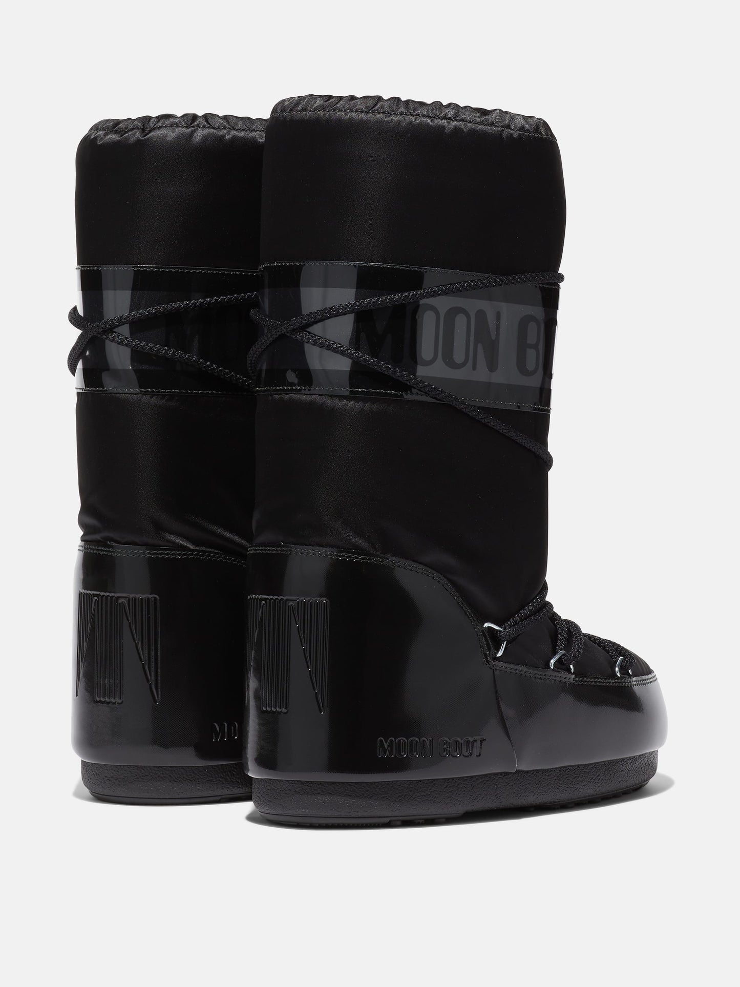 MOON BOOT ICON GLANCE BLACK SATIN BOOTS