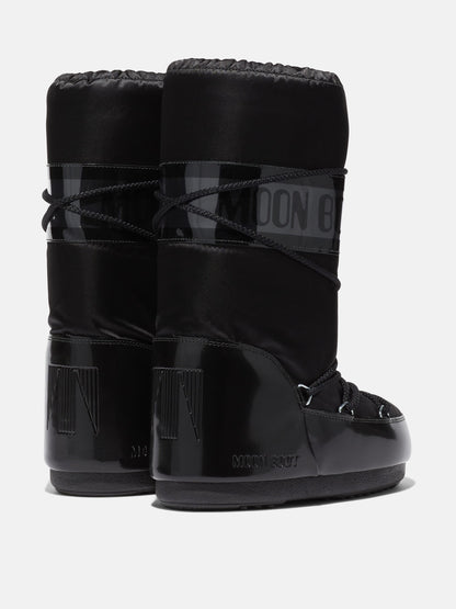 MOON BOOT ICON GLANCE BLACK SATIN BOOTS