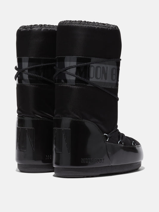 MOON BOOT ICON GLANCE BLACK SATIN BOOTS