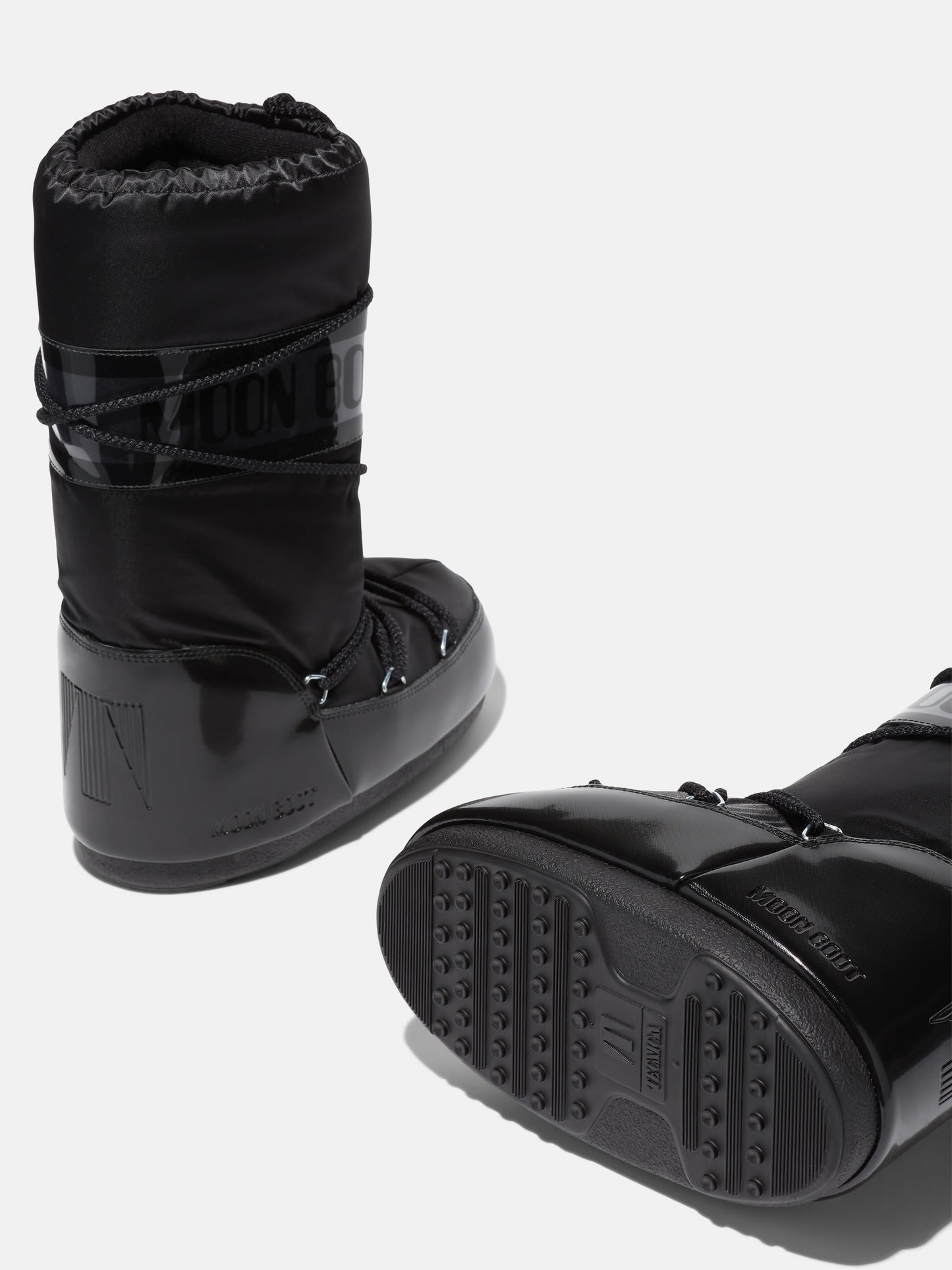 MOON BOOT ICON GLANCE BLACK SATIN BOOTS