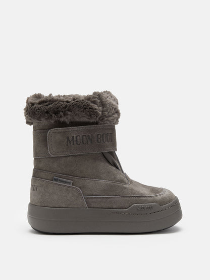 MOON BOOT JUNIOR PARK STRAP ANTHRACITE SUEDE BOOTS
