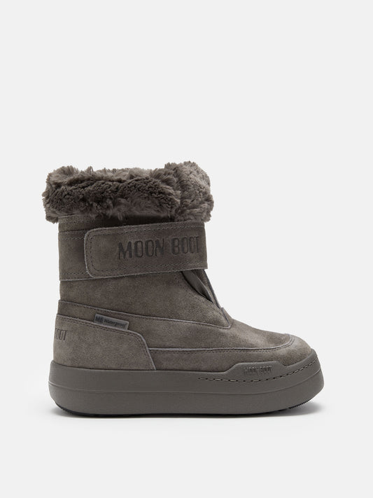 MOON BOOT JUNIOR PARK STRAP ANTHRACITE SUEDE BOOTS
