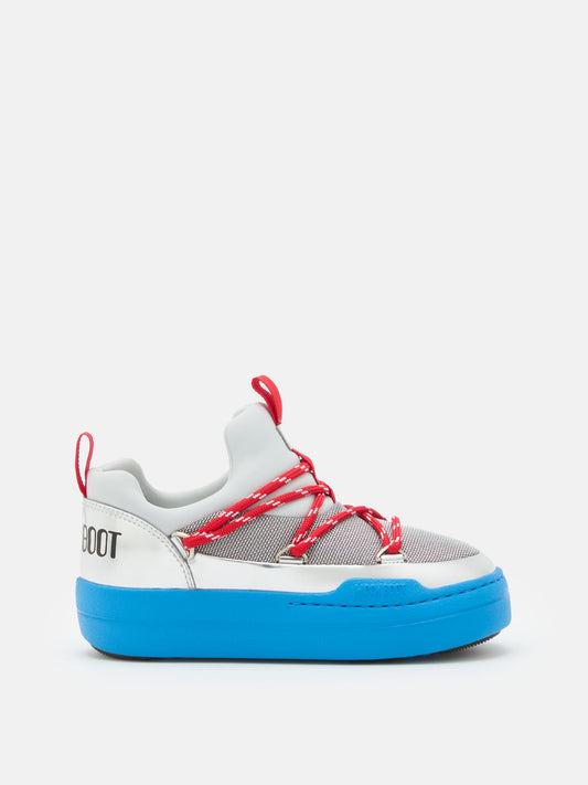 MOON BOOT JUNIOR PARK LOW LACE SILVER SPACE RACE SNEAKERS
