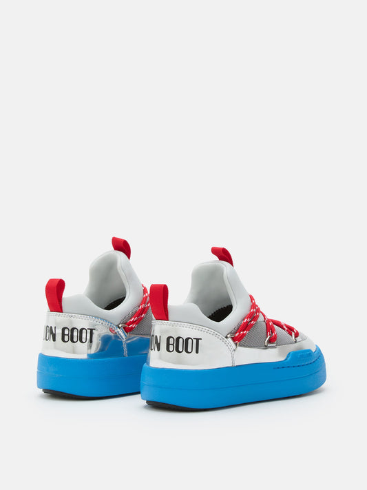 MOON BOOT JUNIOR PARK LOW LACE SILVER SPACE RACE SNEAKERS