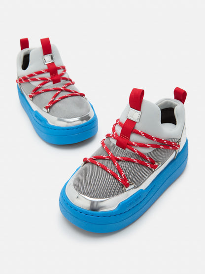 MOON BOOT JUNIOR PARK LOW LACE SILVER SPACE RACE SNEAKERS